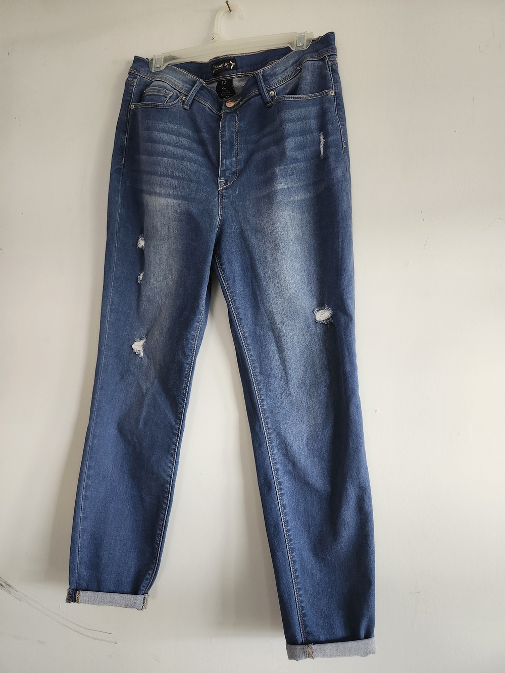 Nanette Report Belle Distressed Blue Jeans | Size 12 | High Rise Ankle Skinny 💙